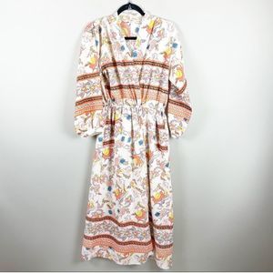 Umgee floral boho hippie suplice cinched waisted lantern sleeve kimono dress